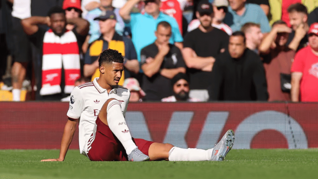 Arsenal suffer early blow as William Saliba exits against Liverpool