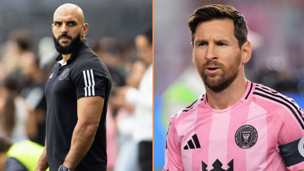 Watch: Messi bodyguard Yassine Cheuko goes viral with stunning volley and wild celebration 7 Lionel Messi’s bodyguard Yassine Cheuko scores stunning volley in viral video